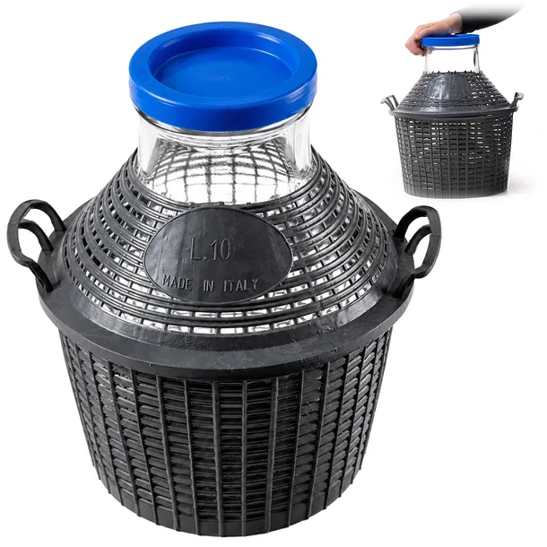 BALON DAMA GĄSIOR 10L NA WINO NALEWKI W KOSZU BUTLA GALON DO WINA ZAKRĘTKA