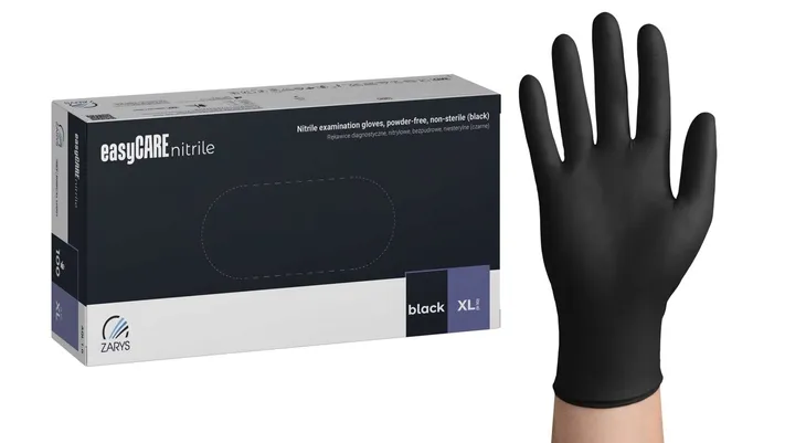 Rękawice nitrylowe czarne EasyCARE BLACK bezpudrowe XL 100 szt.