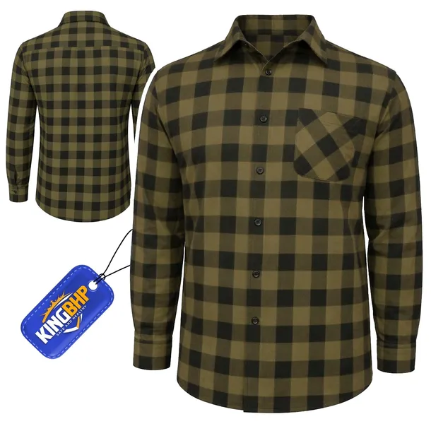 KOSZULA FLANELOWA Robocza BHP Męska BAWEŁNA 100% Khaki KRATA Do Pracy