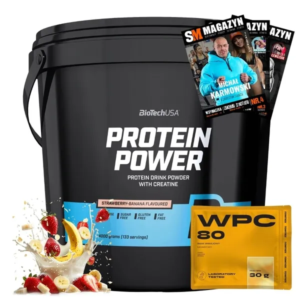 BIOTECH PROTEIN POWER 4000g 4kg ODŻYWKA BIAŁKOWA MASA REGENERACJA KOŚCI