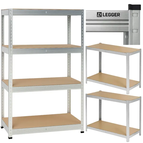 REGAŁ MAGAZYNOWY METALOWY LEGGER - 4 PÓŁKI - UDŹWIG 700 KG - 160x80x40 CM