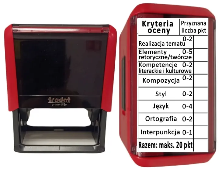Pieczątka dla nauczycieli j. polskiego KRYTERIA OCENY 20 pkt -ułatwia pracę