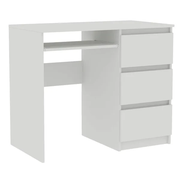 Biurko RADEK 90 cm białe komputerowe 3 szuflady prawe laminowane