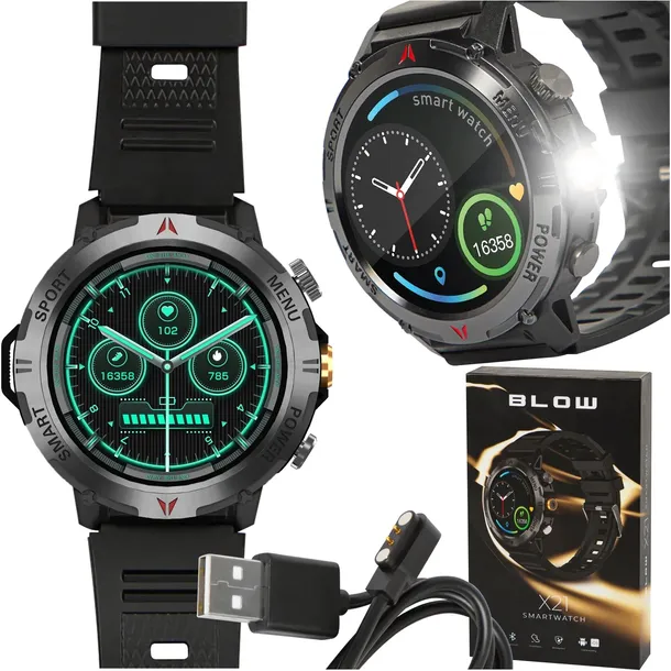 SMARTWATCH ZEGAREK MĘSKI POLSKI WODOODPORNY POMIARY ROZMOWY POWIADOMIENIA