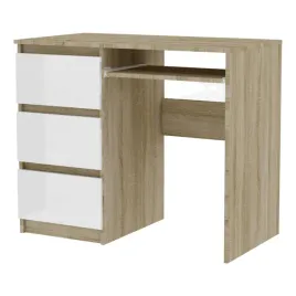 biurko-radek-90-cm-dab-sonoma-bialy-polysk-3-szuflady-lewe-laminowane