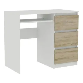 biurko-radek-90-cm-bialy-mat-dab-sonoma-3-szuflady-prawe-laminowane