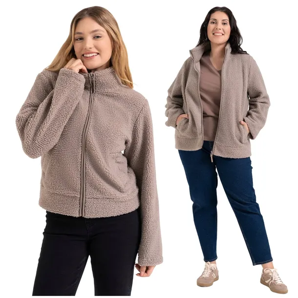 CIEPŁA BLUZA DAMSKA TYPU BARANEK ZE STÓJKĄ WYGODNA PRZYJEMNA MORAJ L/XL