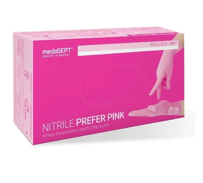 Rękawiczki nitrylowe różowe medaSEPT PREFER PINK 100 szt. rozmiar M