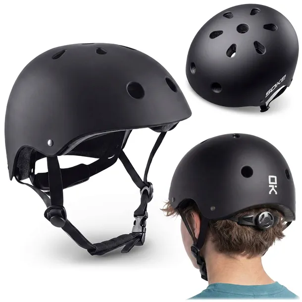 KASK na HULAJNOGĘ ROWER rolki deskorolkę REGULOWANY SOKE 50-54cm S czarny