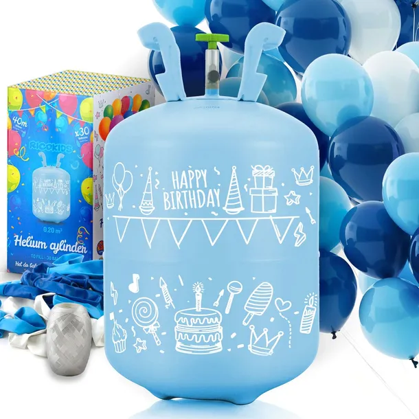 BUTLA Z HELEM HEL DO BALONÓW 0,20m3 30xBALONY wstążka 40m KOMUNIA URODZINY