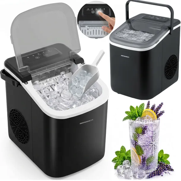KOSTKARKA DO LODU CZARNA 112W SZYBKA WYDAJNA MASZYNA DO KOSTEK 12 kg/24h