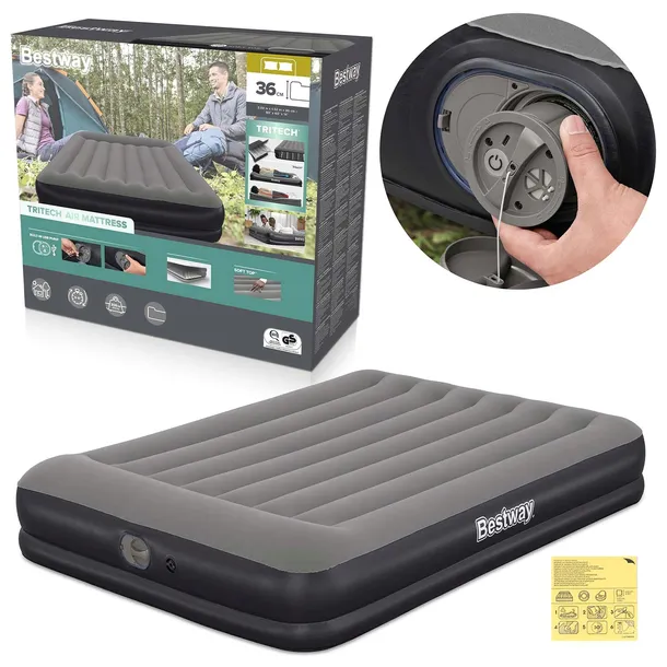 Materac dmuchany Bestway do spania dwuosobowy 203x152x36 2 os. pompka
