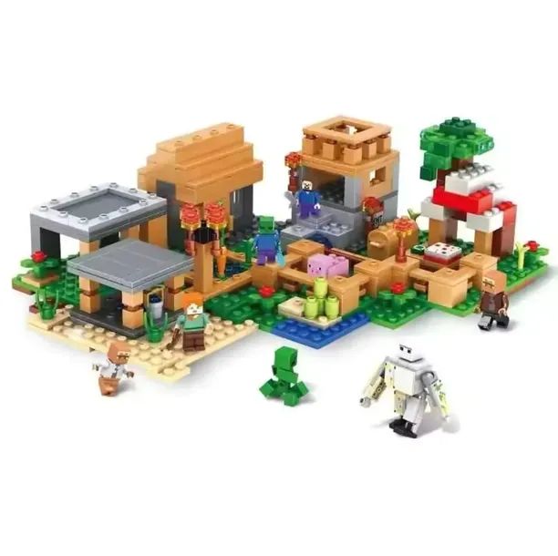 Minecraft DUŻA WIOSKA FARMA klocki prezent