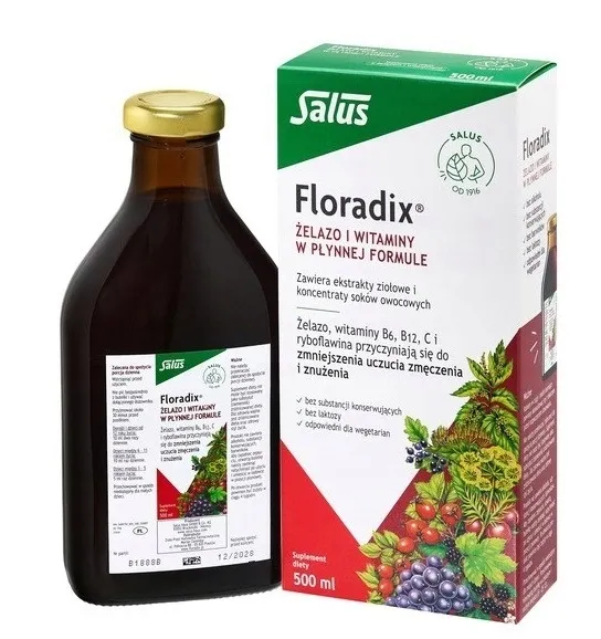 FLORADIX Żelazo i Witaminy 500 ml Płyn Salus Haus Suplement Diety