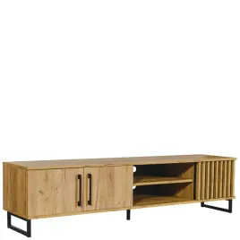 szafka-rtv-183-cm-z-lamelami-nowoczesna-loft-dab-craft-czarny