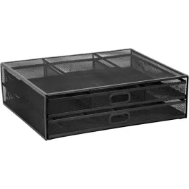podstawka-pod-monitor-z-szufladka-przybornik-metalowy-siatka-czarny