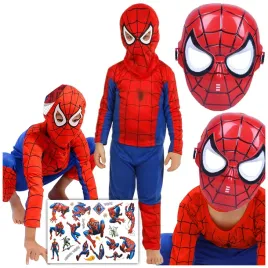 stroj-kostium-przebranie-spiderman-pajak-maska-tatuaze-110-116-m-balovelo