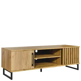 szafka-rtv-141-cm-z-lamelami-i-cichym-domykiem-dab-craft-zloty