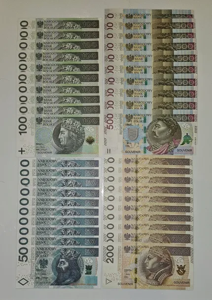 Banknoty do zabawy i nauki – zestaw 50,100,200,500zł