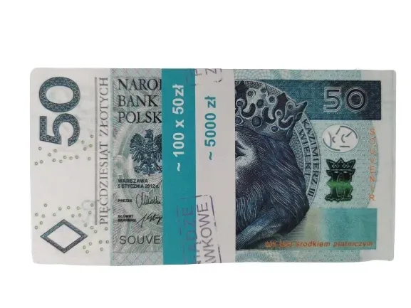 50 złotych banknoty do zabawy i nauki plik 100szt+GRATIS