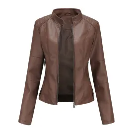 damska-kurtka-ramoneska-z-pu-krotka-skorzana-dopasowana-biker-r-xl-brazowa