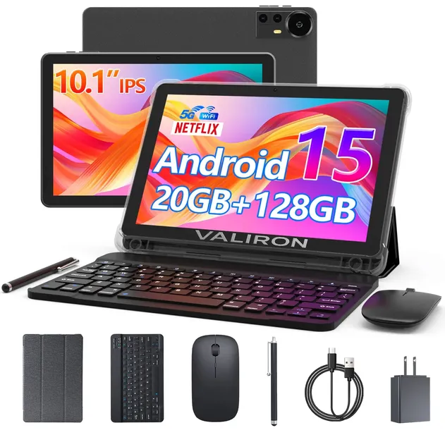 Tablet 10.1" Android 15 IPS 4GB/128GB + klawiatura mysz etui rysik Valiron
