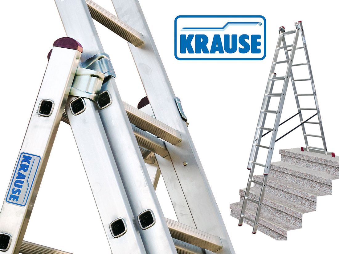 KRAUSE Drabina Aluminiowa CORDA 3x9 6,2m Na Schody - ERLI.pl