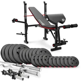 zestaw-obciazen-bitumicznych-105kg-lawka-treningowa-regulowana-sztanga
