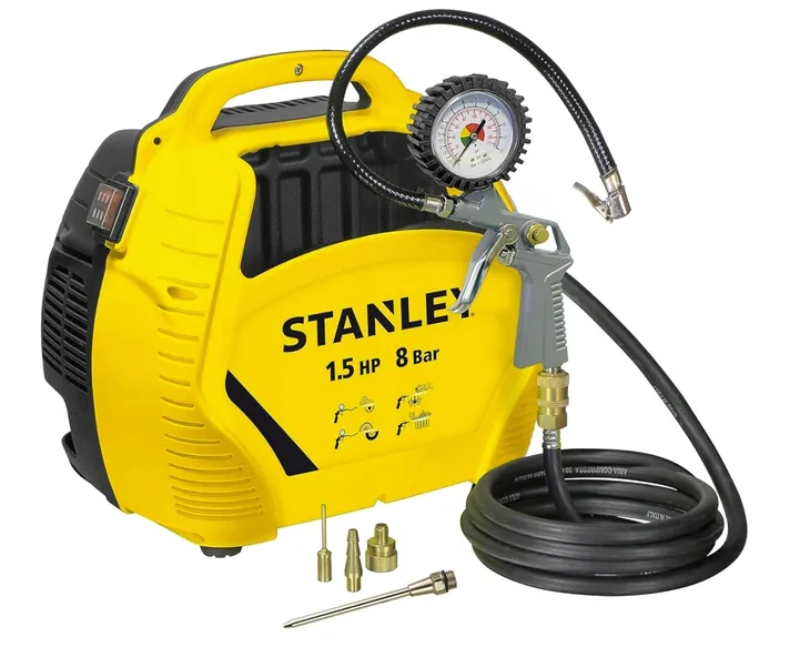 STANLEY KOMPRESOR BEZOLEJOWY SPRĘŻARKA AIR KIT + ZESTAW pistolet wąż
