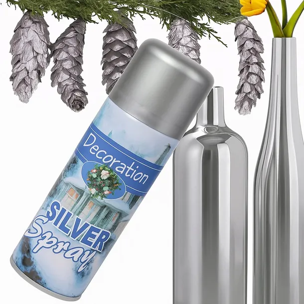 Farba dekoracyjna w sprayu srebrna 250 ml do stroików kwiatów decoupage