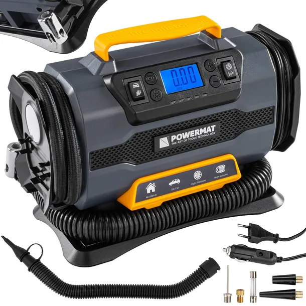 KOMPRESOR SAMOCHODOWY 12 V 230 V POMPKA 10 BAR DO OPON AUTA ROWERU MATERACY