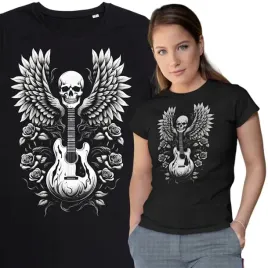 damska-koszulka-rockowa-muzyczna-z-gitara-i-czacha