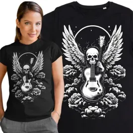 damska-koszulka-rockowa-muzyczna-z-gitara-i-czacha