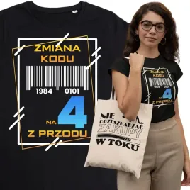 damska-koszulka-prezent-na-40-urodziny-zmiana-kodu-4-z-przodu-torba-gratis