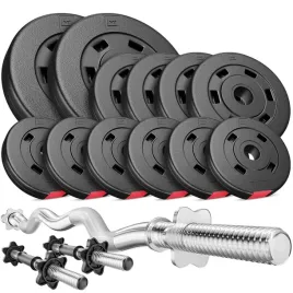 zestaw-obciazen-bitumicznych-z-gryfami-36kg-hantle-sztanga-zaciski-zestaw