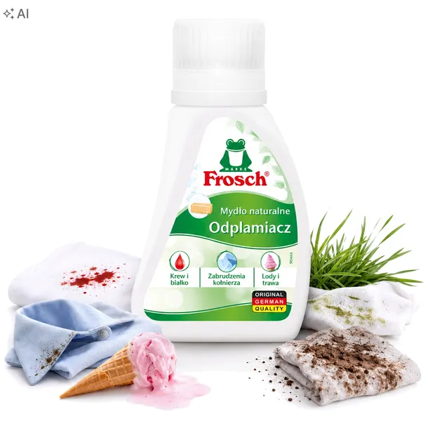 FROSCH Odplamiacz 75 ml usuwa plamy tłuszcz krew sos czekolade smar brud