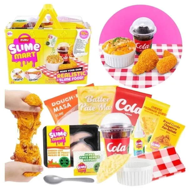 SLIME MART KOSZYK Z ZAKUPAMI MASA PLASTYCZNA DIY ZESTAW KREATYWNY KURCZAKI