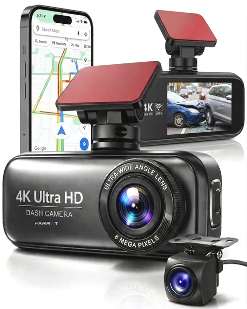 Wideorejestrator Samochodowy 4K UHD Przód Wifi GPS Tył Full HD Kamera auto