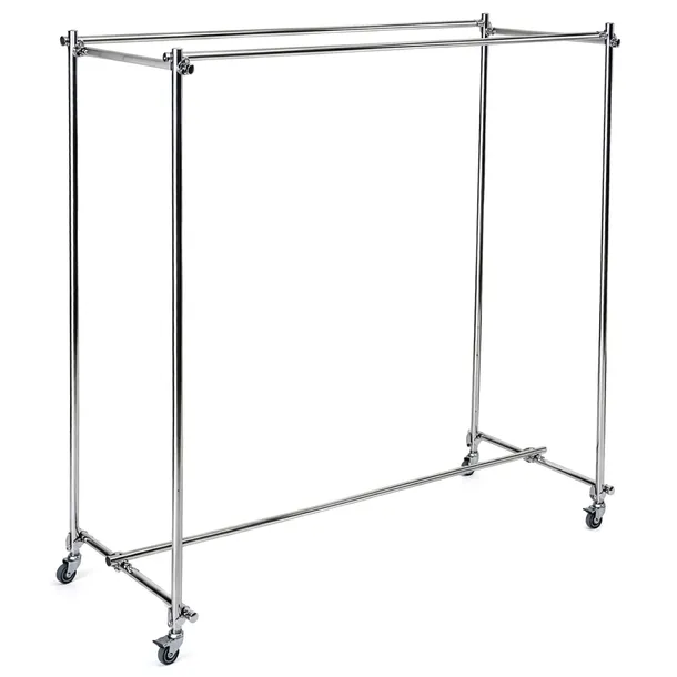 GONDOLA NA KÓŁKACH 120CM STOJAK DO SKLEPU BUTIKU ODZIEŻ CHROM c1