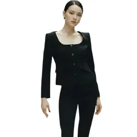 zakiet-damski-zara-czarny-krotki-jednorzedowy-elegancki