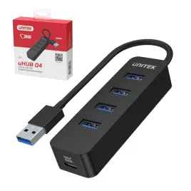 unitek-czarny-hub-usb-a-na-4-porty-usb-3-1-aktywny-10w-15-cm-kabel