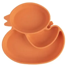 talerz-dla-dziecka-silikonowy-dzielony-pomaranczowa-kaczka-195x19-cm