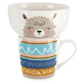 kubek-z-miseczka-dla-dziecka-porcelanowy-lama-2-el