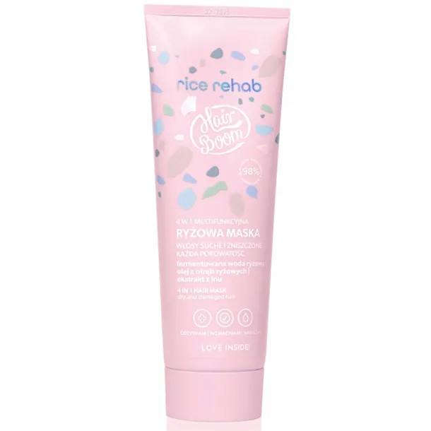 HairBoom Rice Rehab Multifunkcyjna Maska Do Włosów Ryżowa 4w1 200ml