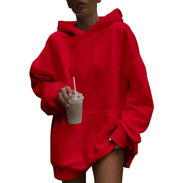 BLUZA DAMSKA OVERSIZE BAWEŁNIANA DRESOWA SUKIENKA LUŹNA Z KAPTUREM XXL