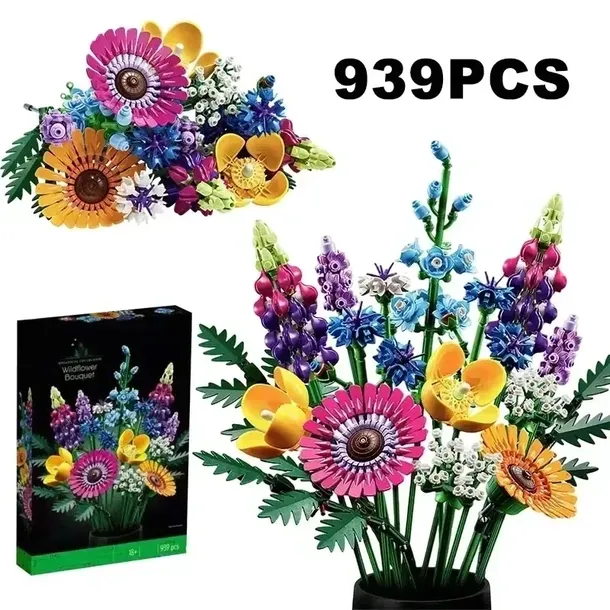 Kwiaty z klocków 939 el. | Bukiet Wildflower XXL | Prezent Premium |