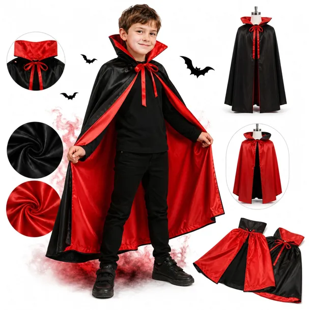 Peleryna Dracula dla Dzieci Strój Wampira Kostium Halloween Karnawał