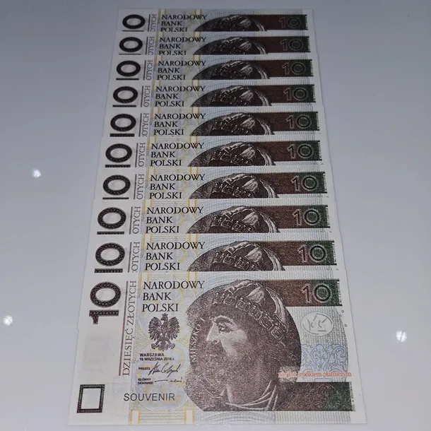 10 złotych banknoty do zabawy i nauki - plik 25szt