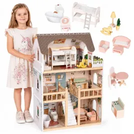 drewniany-domek-dla-lalek-laura-3-pietra-5-pomieszczen-15-mebelkow-ecotoys