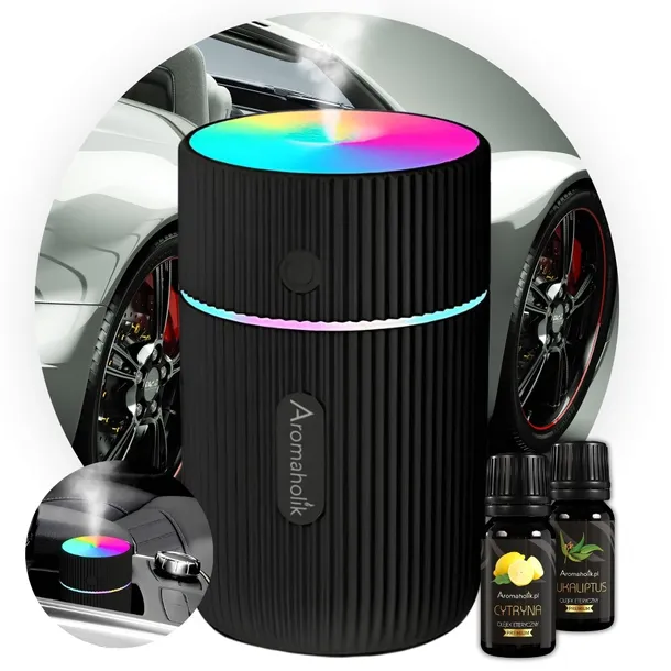 Dyfuzor Zapachowy USB do Auta - Nawilżacz Powietrza LED + Olejek
